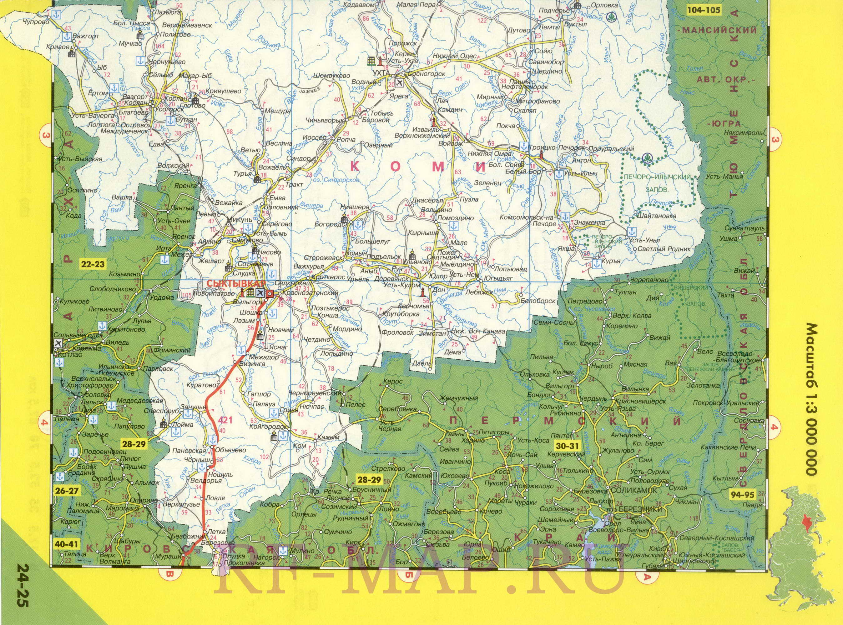 Карта осадков республики коми